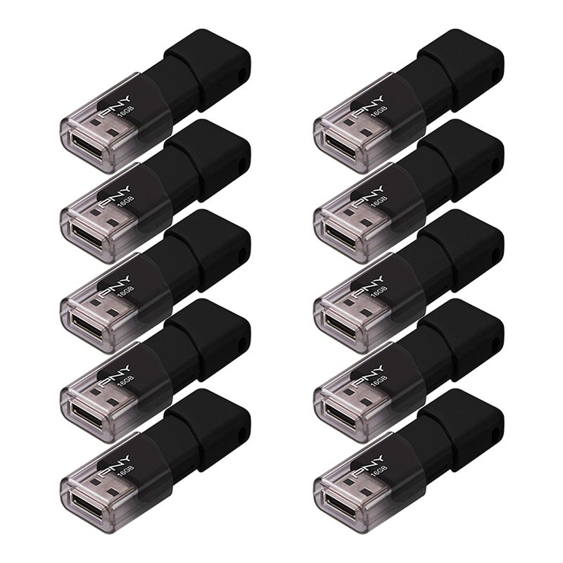 PNY 16GB أداة تخزين USB 2.0، أسود 10 عدداً (عبوة من 1) - Image 2